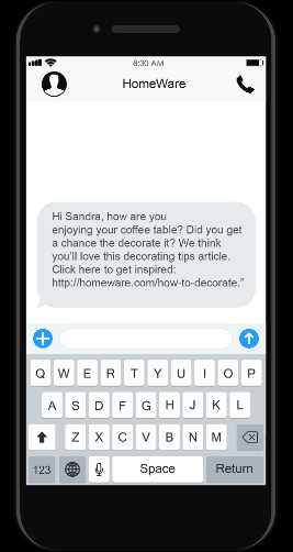 example for automated text message for content driven communications