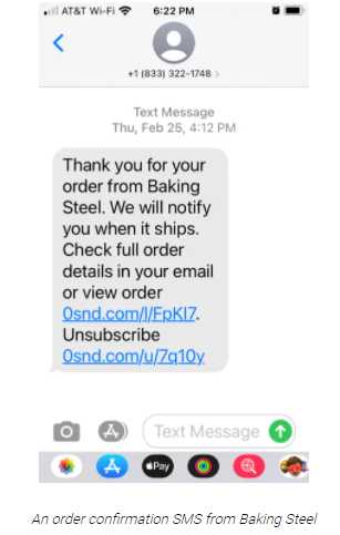 example order confirmation automated text message for ecommerce businesses
